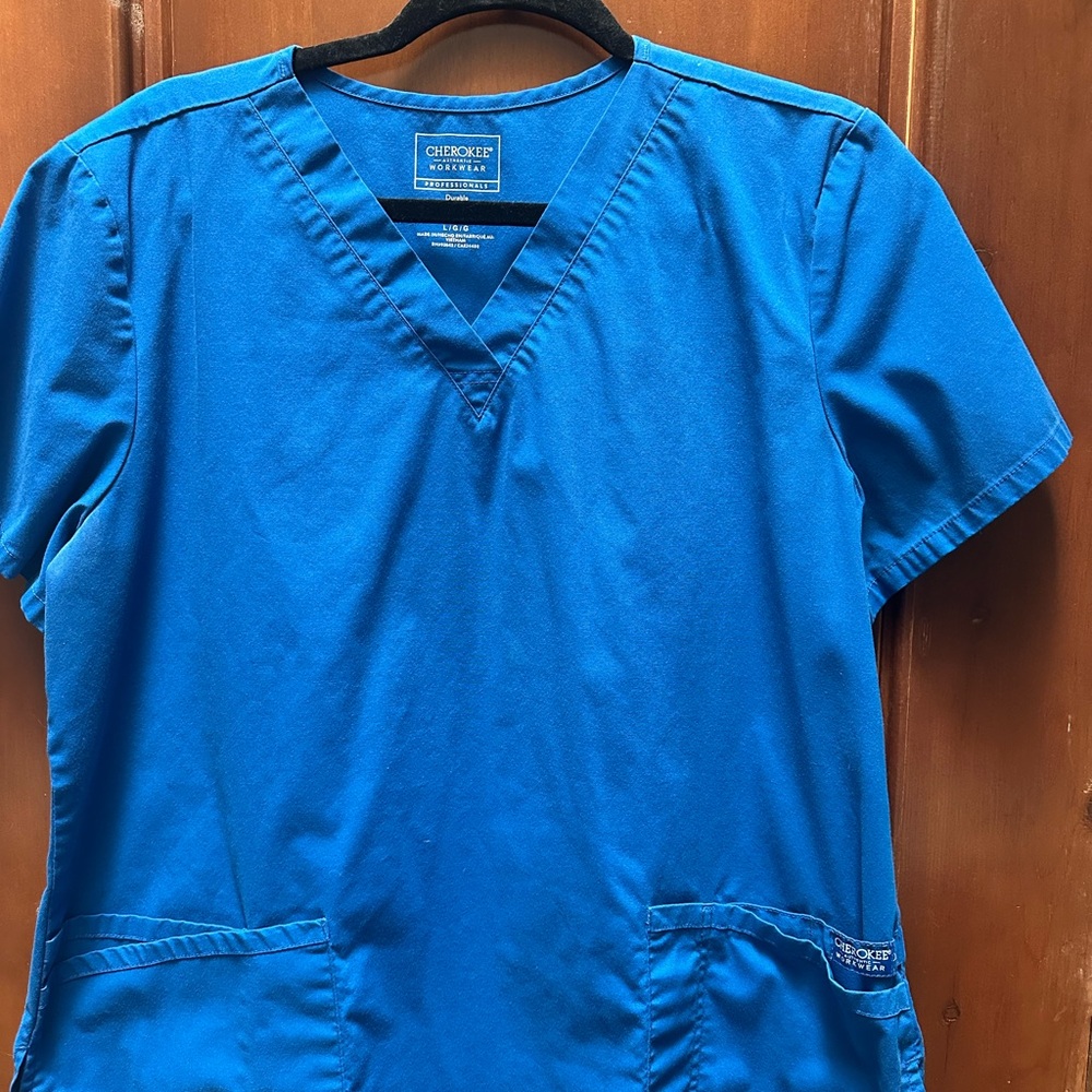 Cherokee V-Neck Blue Scrub Top